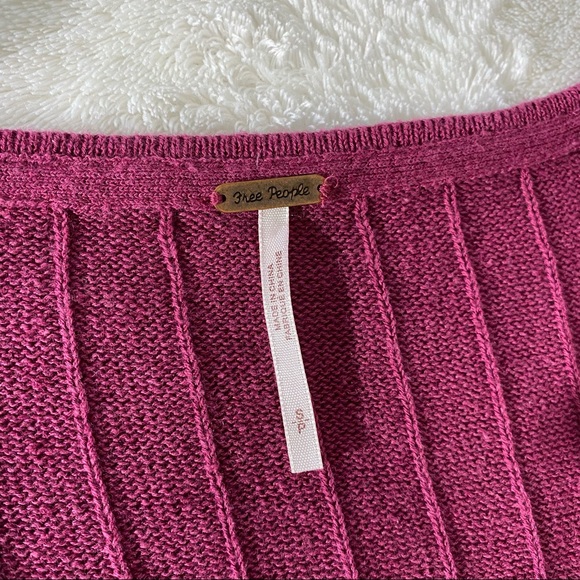 FREE PEOPLE Got Me Twisted V-neck Sweater Wine - Picture 4 of 6
